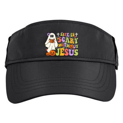 Groovy Halloween Life Is Scary Without Jesus Christian Lover Adult Drive Performance Visor