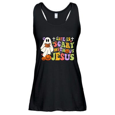 Groovy Halloween Life Is Scary Without Jesus Christian Lover Ladies Essential Flowy Tank