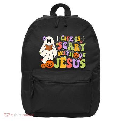 Groovy Halloween Life Is Scary Without Jesus Christian Lover 16 in Basic Backpack