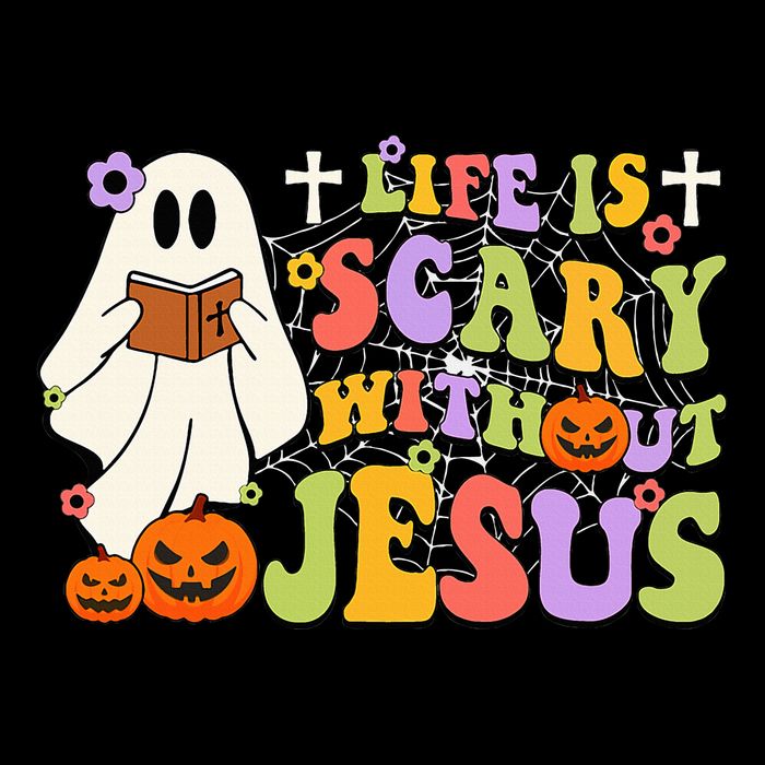 Groovy Halloween Life Is Scary Without Jesus Christian Lover 16 in Basic Backpack