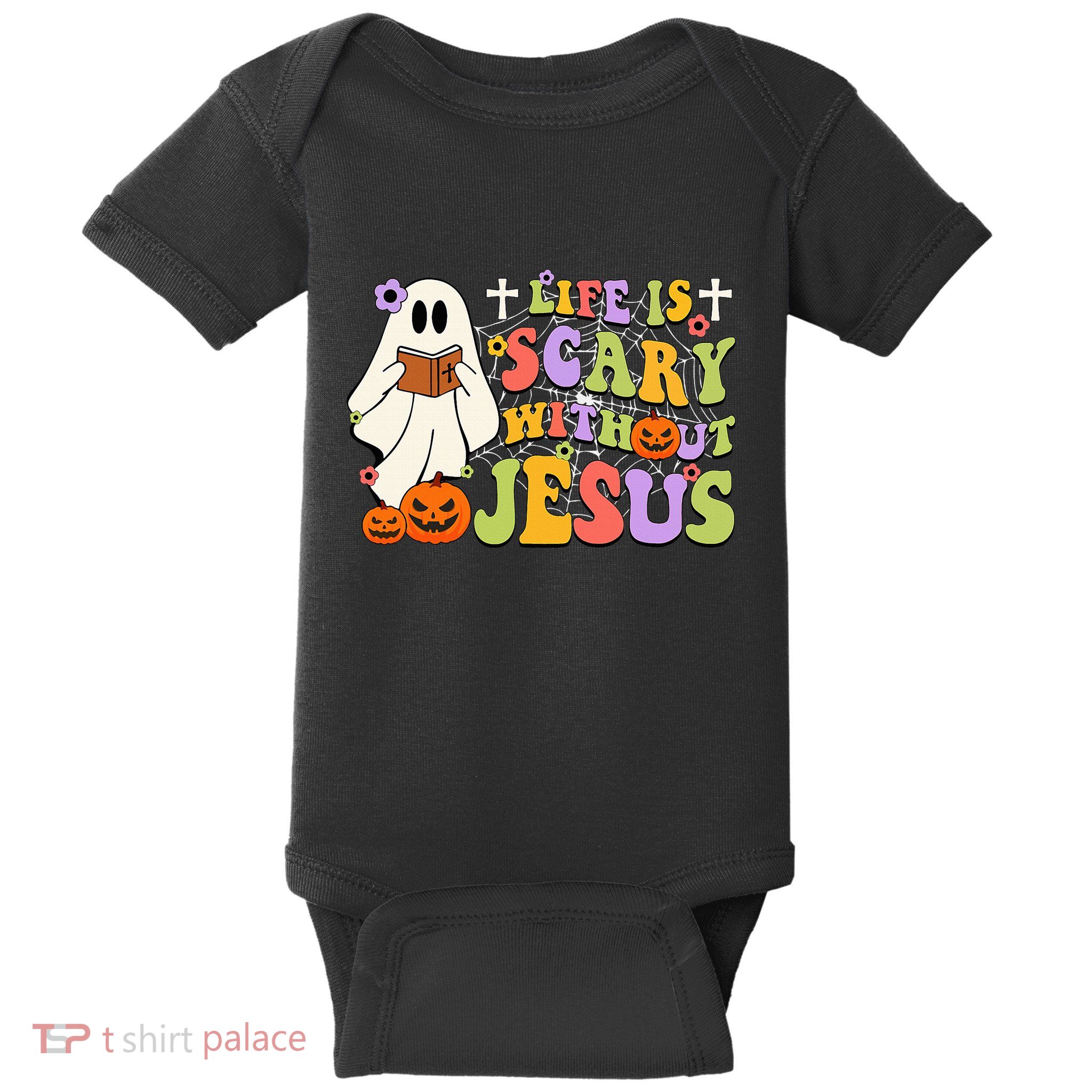 Groovy Halloween Life Is Scary Without Jesus Christian Lover Baby Bodysuit