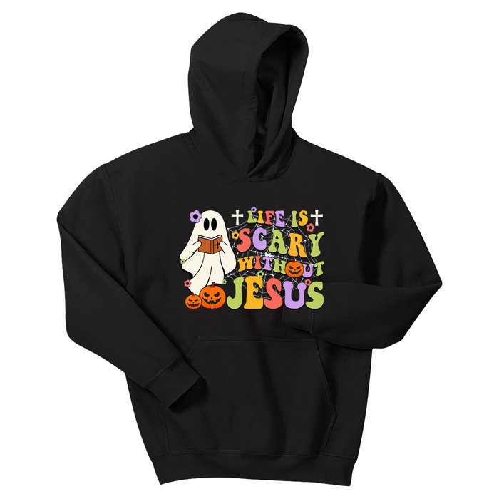 Groovy Halloween Life Is Scary Without Jesus Christian Lover Kids Hoodie