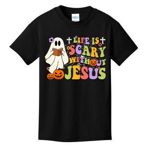 Groovy Halloween Life Is Scary Without Jesus Christian Lover Kids T-Shirt