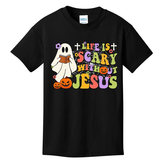 Groovy Halloween Life Is Scary Without Jesus Christian Lover Kids T-Shirt