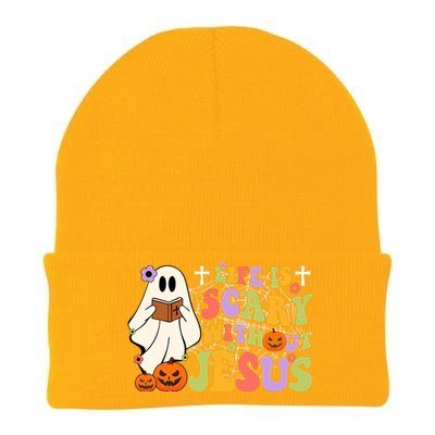 Groovy Halloween Life Is Scary Without Jesus Christian Lover Knit Cap Winter Beanie