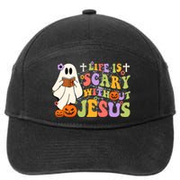 Groovy Halloween Life Is Scary Without Jesus Christian Lover 7-Panel Snapback Hat