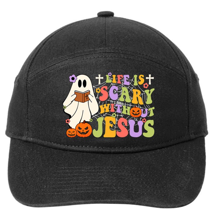 Groovy Halloween Life Is Scary Without Jesus Christian Lover 7-Panel Snapback Hat