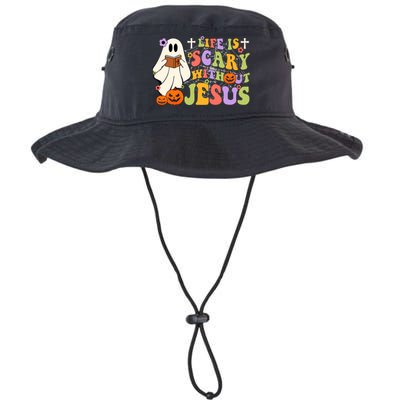 Groovy Halloween Life Is Scary Without Jesus Christian Lover Legacy Cool Fit Booney Bucket Hat