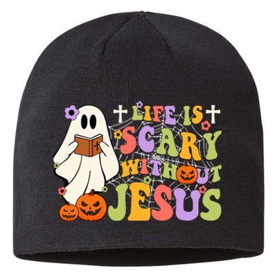 Groovy Halloween Life Is Scary Without Jesus Christian Lover Sustainable Beanie