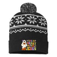 Groovy Halloween Life Is Scary Without Jesus Christian Lover USA-Made Snowflake Beanie