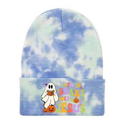 Groovy Halloween Life Is Scary Without Jesus Christian Lover Tie Dye 12in Knit Beanie