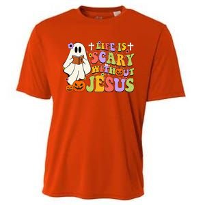 Groovy Halloween Life Is Scary Without Jesus Christian Lover Cooling Performance Crew T-Shirt