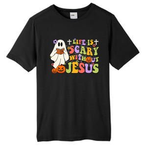 Groovy Halloween Life Is Scary Without Jesus Christian Lover Tall Fusion ChromaSoft Performance T-Shirt