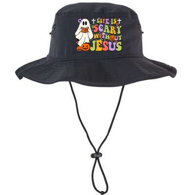 Groovy Halloween Life Is Scary Without Jesus Christian Lover Legacy Cool Fit Booney Bucket Hat