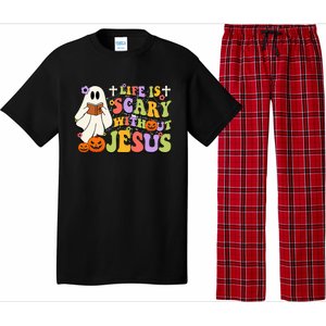 Groovy Halloween Life Is Scary Without Jesus Christian Lover Pajama Set