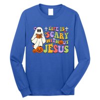 Groovy Halloween Life Is Scary Without Jesus Christian Lover Long Sleeve Shirt