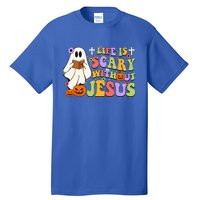 Groovy Halloween Life Is Scary Without Jesus Christian Lover Tall T-Shirt