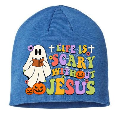 Groovy Halloween Life Is Scary Without Jesus Christian Lover Sustainable Beanie