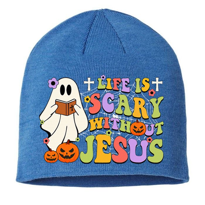 Groovy Halloween Life Is Scary Without Jesus Christian Lover Sustainable Beanie