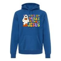 Groovy Halloween Life Is Scary Without Jesus Christian Lover Premium Hoodie