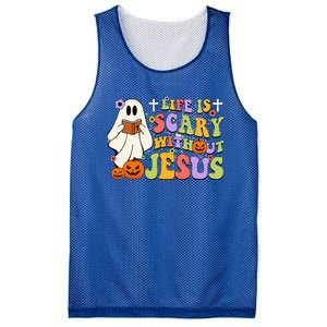 Groovy Halloween Life Is Scary Without Jesus Christian Lover Mesh Reversible Basketball Jersey Tank