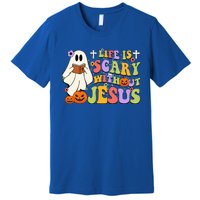 Groovy Halloween Life Is Scary Without Jesus Christian Lover Premium T-Shirt