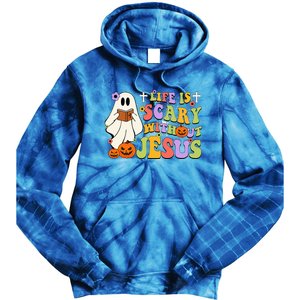 Groovy Halloween Life Is Scary Without Jesus Christian Lover Tie Dye Hoodie