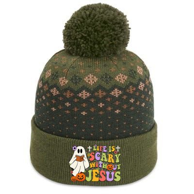 Groovy Halloween Life Is Scary Without Jesus Christian Lover The Baniff Cuffed Pom Beanie