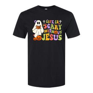 Groovy Halloween Life Is Scary Without Jesus Christian Lover Softstyle CVC T-Shirt