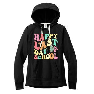 Groovy Happy Last Day Of School Teacher Student Graduation Women's Fleece Hoodie