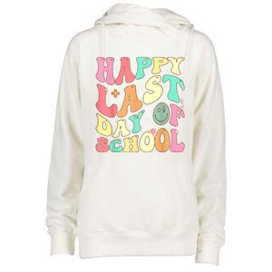 Groovy Happy Last Day Of School Teacher Student Graduation Womens Funnel Neck Pullover Hood