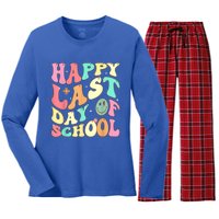 Groovy Happy Last Day Of School Teacher Student Graduation Women's Long Sleeve Flannel Pajama Set 