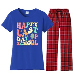 Groovy Happy Last Day Of School Teacher Student Graduation Women's Flannel Pajama Set