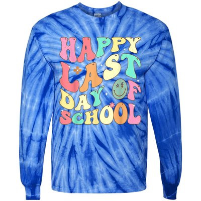 Groovy Happy Last Day Of School Teacher Student Graduation Tie-Dye Long Sleeve Shirt