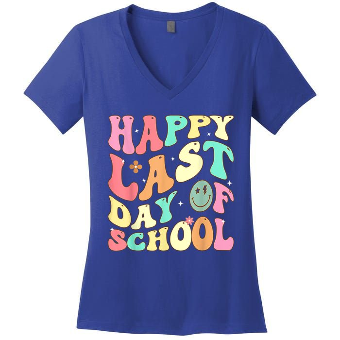 Groovy Happy Last Day Of School Teacher Student Graduation Women's V-Neck T-Shirt