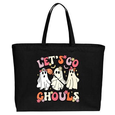 Groovy Halloween Lets Go Ghouls Ghost Outfit For Women Girl Gift Cotton Canvas Jumbo Tote