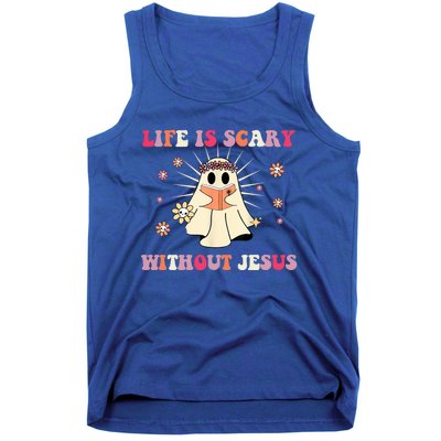 Groovy Halloween Life Is Scary Without Jesus Christian Lover Cool Gift Tank Top