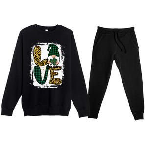 Green Heart Love Shamrock Irish Leprechaun St Patricks Day Premium Crewneck Sweatsuit Set