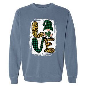 Green Heart Love Shamrock Irish Leprechaun St Patricks Day Garment-Dyed Sweatshirt