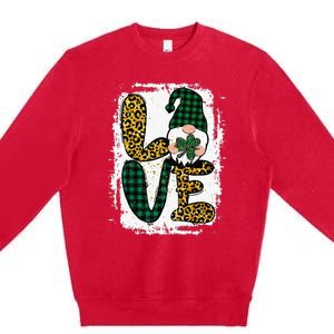 Green Heart Love Shamrock Irish Leprechaun St Patricks Day Premium Crewneck Sweatshirt