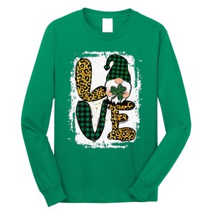 Green Heart Love Shamrock Irish Leprechaun St Patricks Day Long Sleeve Shirt