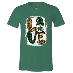 Green Heart Love Shamrock Irish Leprechaun St Patricks Day V-Neck T-Shirt