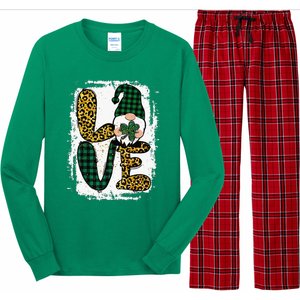 Green Heart Love Shamrock Irish Leprechaun St Patricks Day Long Sleeve Pajama Set