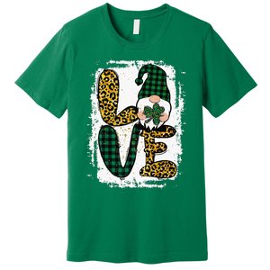 Green Heart Love Shamrock Irish Leprechaun St Patricks Day Premium T-Shirt