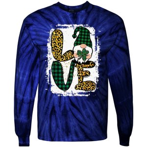 Green Heart Love Shamrock Irish Leprechaun St Patricks Day Tie-Dye Long Sleeve Shirt