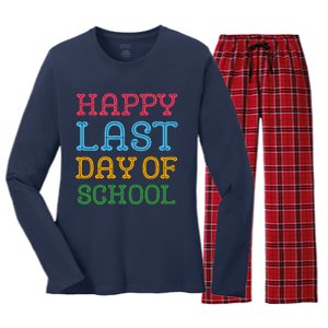 Groovy Happy Last Day Of School Teacher Student Graduation Women's Long Sleeve Flannel Pajama Set 