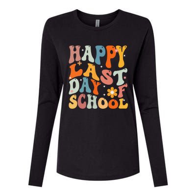 Groovy Happy Last Day of School Teacher Student Graduation Womens Cotton Relaxed Long Sleeve T-Shirt