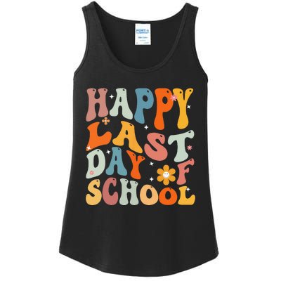 Groovy Happy Last Day of School Teacher Student Graduation Ladies Essential Tank