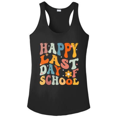 Groovy Happy Last Day of School Teacher Student Graduation Ladies PosiCharge Competitor Racerback Tank