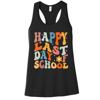 Groovy Happy Last Day of School Teacher Student Graduation Women's Racerback Tank